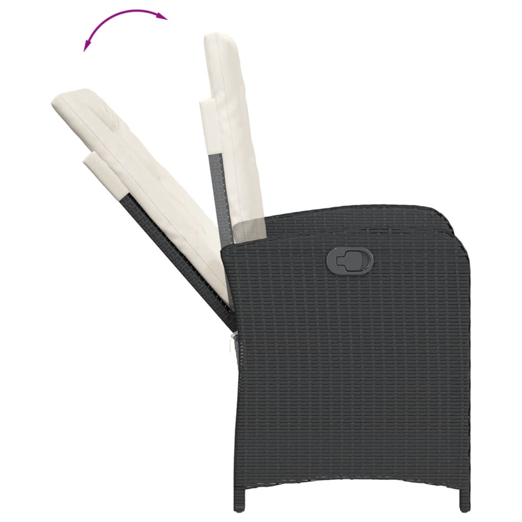 Set da Pranzo da Giardino 7 pz Nero con Cuscini in Polyrattan - homemem39