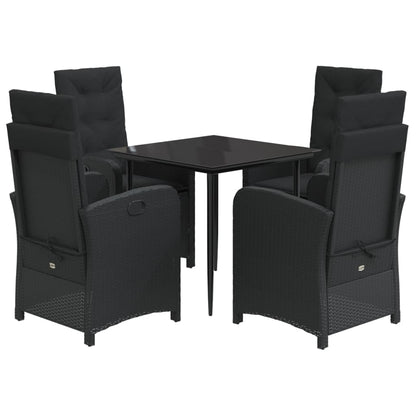 Set da Pranzo da Giardino 5 pz Nero con Cuscini in Polyrattan - homemem39