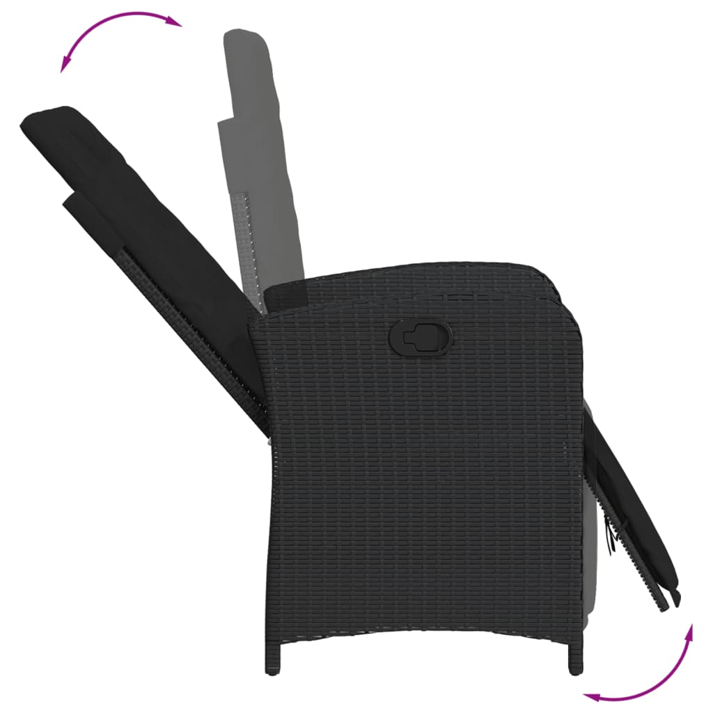 Set da Pranzo da Giardino 5 pz Nero con Cuscini in Polyrattan - homemem39