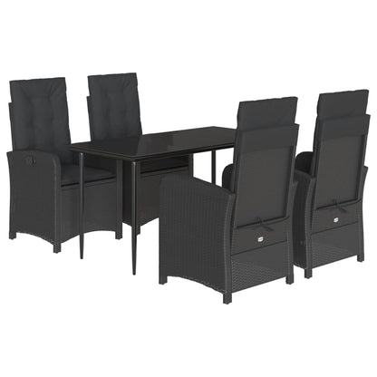 Set da Pranzo da Giardino 5 pz Nero con Cuscini in Polyrattan - homemem39