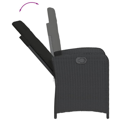 Set da Pranzo da Giardino 5 pz Nero con Cuscini in Polyrattan - homemem39