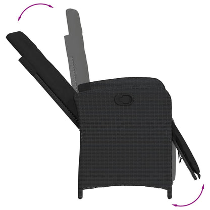 Set da Pranzo da Giardino 7 pz Nero con Cuscini in Polyrattan | homemem39