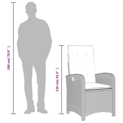 Set da Pranzo da Giardino 7 pz Nero con Cuscini in Polyrattan - homemem39