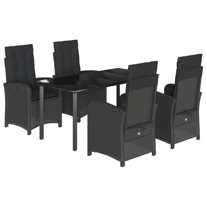 Set da Pranzo da Giardino 5 pz Nero con Cuscini in Polyrattan - homemem39