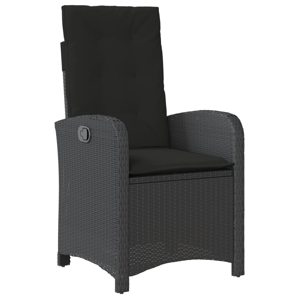 Set da Pranzo da Giardino 5 pz Nero con Cuscini in Polyrattan | homemem39