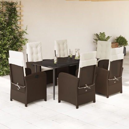 Set da Pranzo da Giardino 7pz con Cuscini in Polyrattan Marrone - homemem39