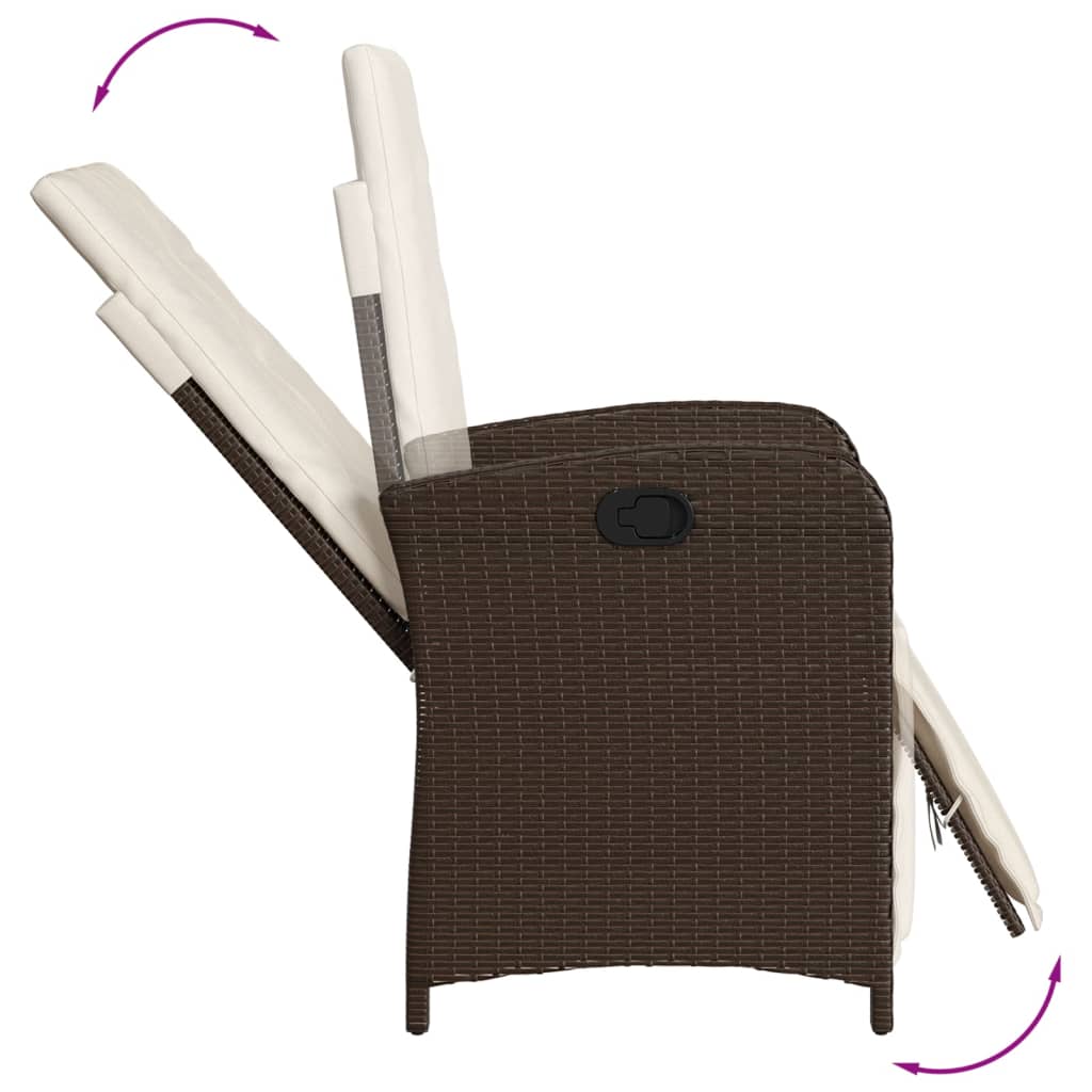 Set da Pranzo da Giardino 5pz con Cuscini in Polyrattan Marrone