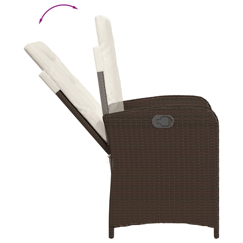 Set da Pranzo da Giardino 7pz con Cuscini in Polyrattan Marrone | homemem39