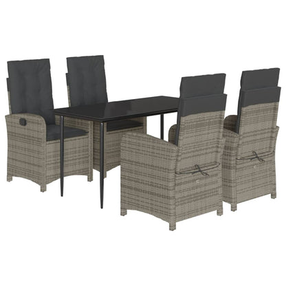 Set da Pranzo da Giardino 5 pz con Cuscini in Polyrattan Grigio - homemem39