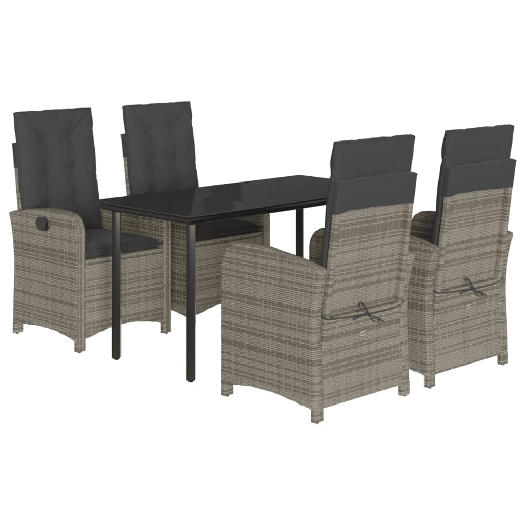 Set da Pranzo da Giardino 5 pz con Cuscini in Polyrattan Grigio - homemem39