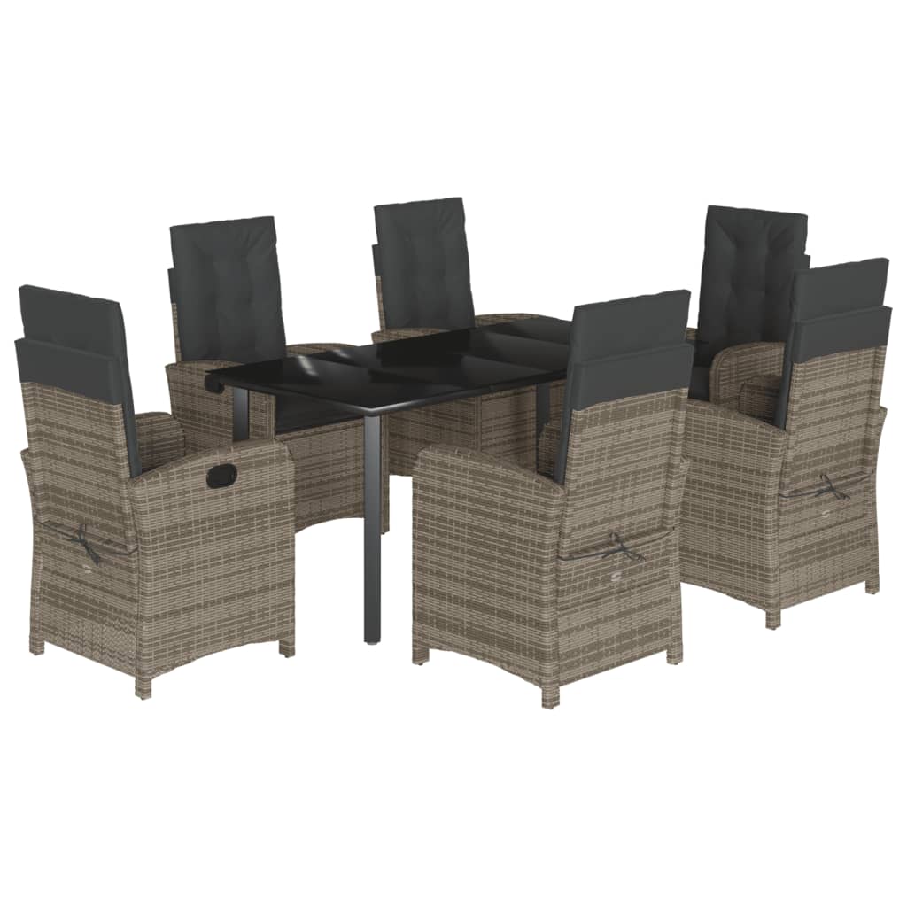 Set da Pranzo da Giardino 7 pz con Cuscini in Polyrattan Grigio - homemem39