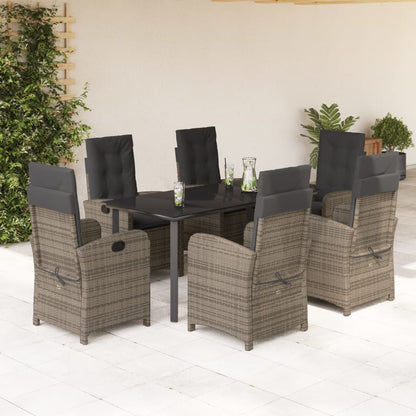 Set da Pranzo da Giardino 7 pz con Cuscini in Polyrattan Grigio - homemem39