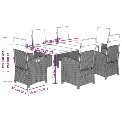 Set da Pranzo da Giardino 7 pz con Cuscini in Polyrattan Grigio | homemem39