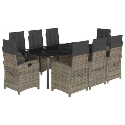 Set da Pranzo da Giardino 9 pz con Cuscini in Polyrattan Grigio | homemem39
