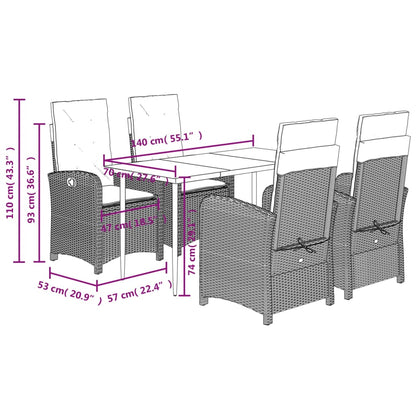 Set da Pranzo da Giardino 5 pz con Cuscini Beige in Polyrattan | homemem39