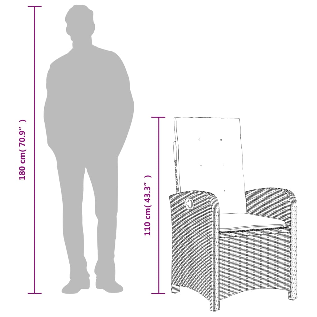 Set da Pranzo da Giardino 5 pz con Cuscini Beige in Polyrattan | homemem39
