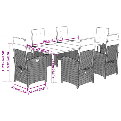 Set da Pranzo da Giardino 7 pz con Cuscini Beige in Polyrattan | homemem39