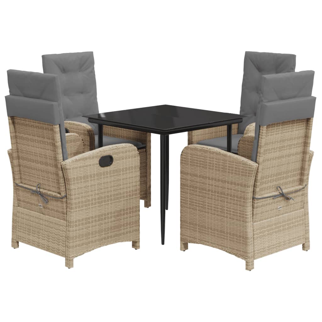 Set Pranzo da Giardino 5 pz con Cuscini Beige Misto Polyrattan - homemem39