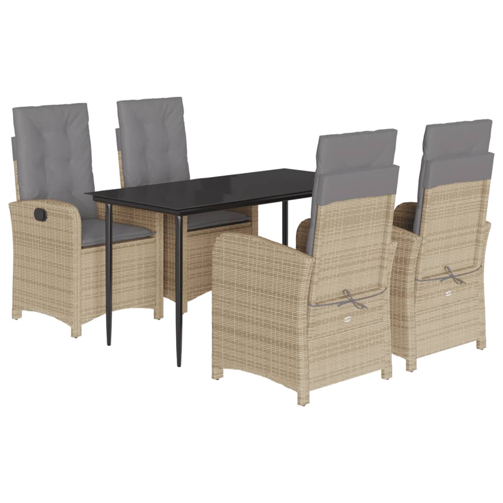 Set Pranzo da Giardino 5 pz con Cuscini Beige Misto Polyrattan - homemem39