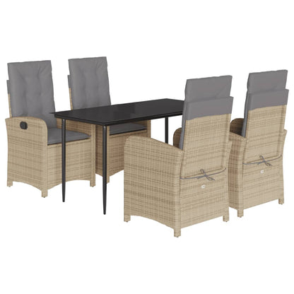 Set Pranzo da Giardino 5 pz con Cuscini Beige Misto Polyrattan - homemem39