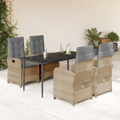 Set Pranzo da Giardino 5 pz con Cuscini Beige Misto Polyrattan - homemem39
