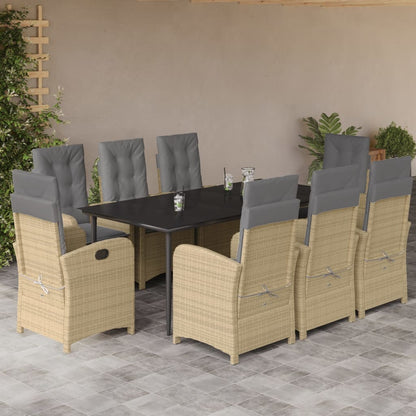 Set Pranzo da Giardino 9 pz con Cuscini Beige Misto Polyrattan - homemem39