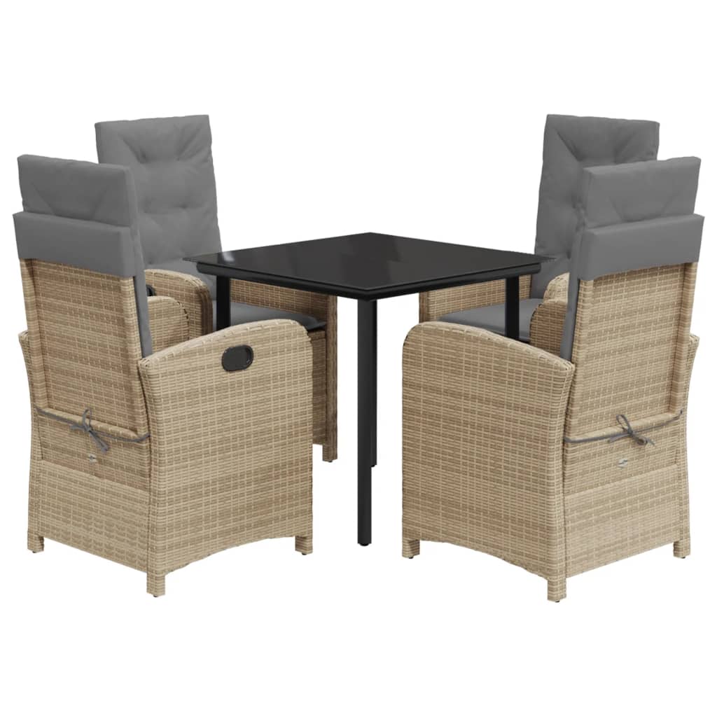 Set Pranzo da Giardino 5 pz con Cuscini Beige Misto Polyrattan - homemem39