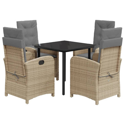Set Pranzo da Giardino 5 pz con Cuscini Beige Misto Polyrattan - homemem39