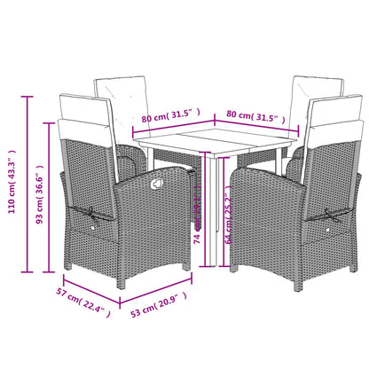 Set Pranzo da Giardino 5 pz con Cuscini Beige Misto Polyrattan