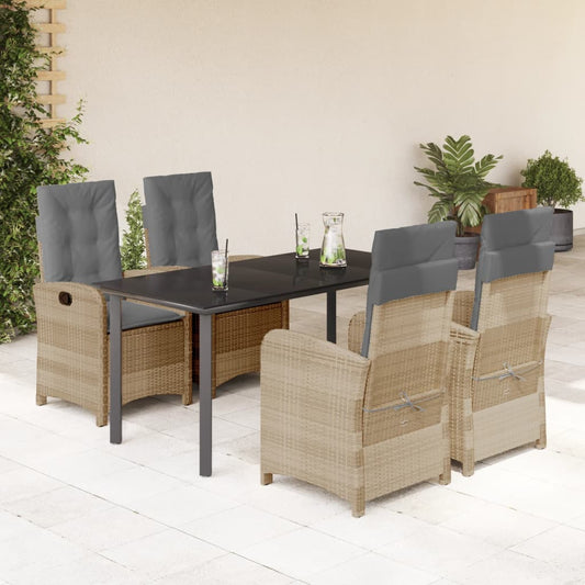 Set Pranzo da Giardino 5 pz con Cuscini Beige Misto Polyrattan - homemem39