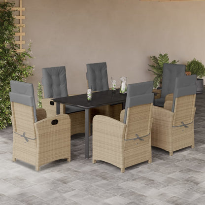 Set Pranzo da Giardino 7 pz con Cuscini Beige Misto Polyrattan - homemem39