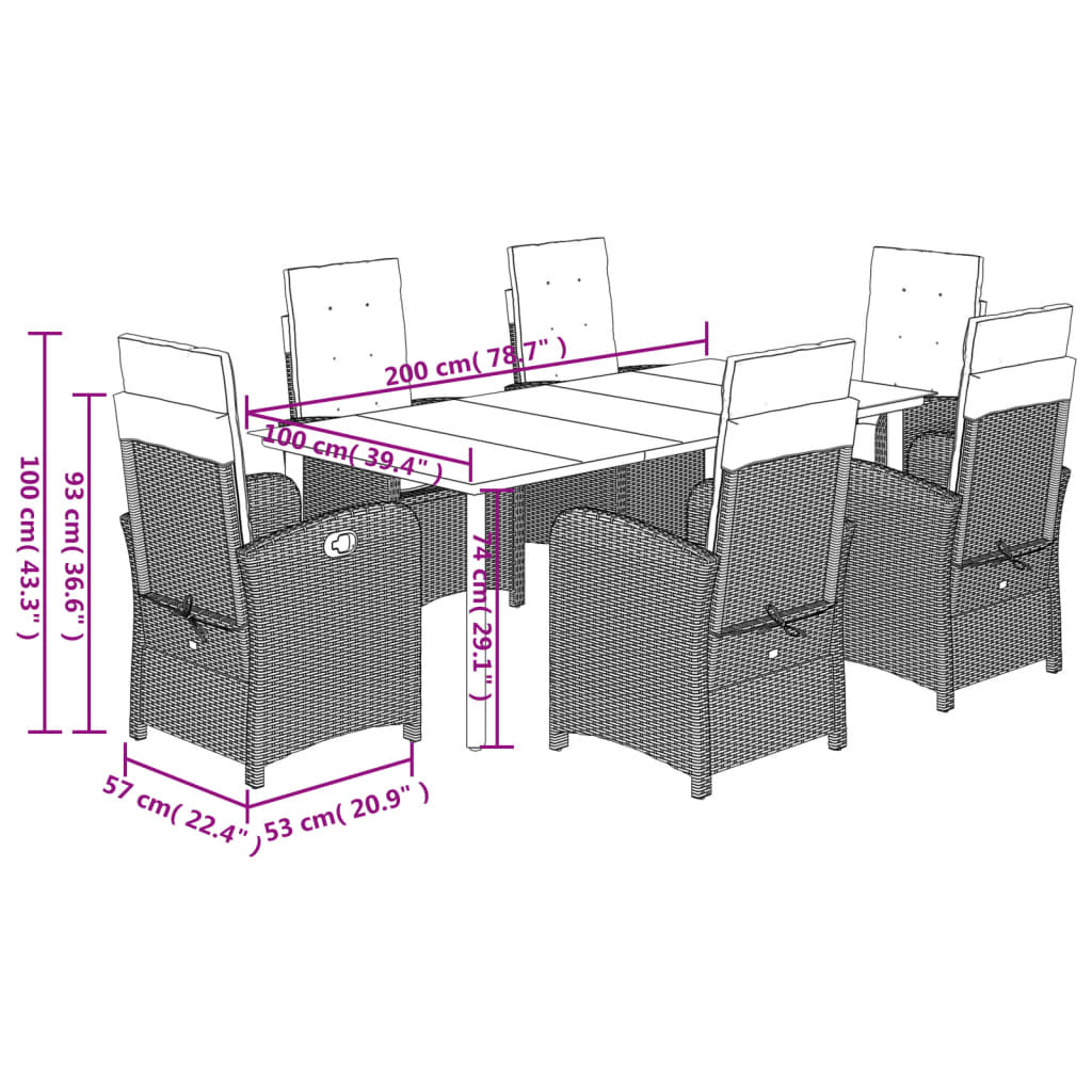 Set Pranzo da Giardino 7 pz con Cuscini Beige Misto Polyrattan | homemem39