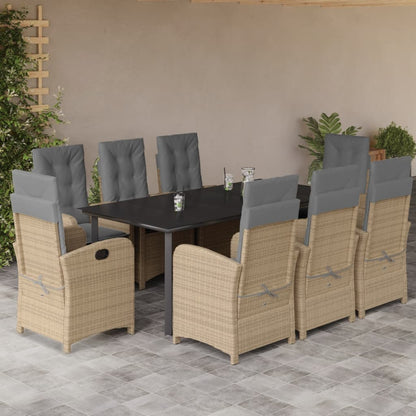 Set Pranzo da Giardino 9 pz con Cuscini Beige Misto Polyrattan - homemem39