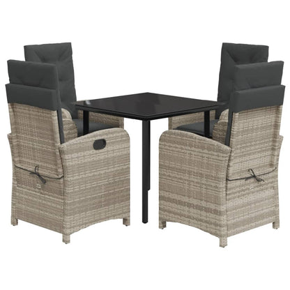 Set Pranzo da Giardino 5pz con Cuscini Grigio Chiaro Polyrattan - homemem39