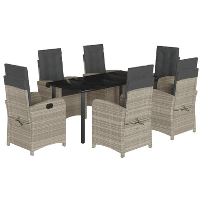 Set da Pranzo da Giardino 7 pz Cuscini Polyrattan Grigio Chiaro - homemem39