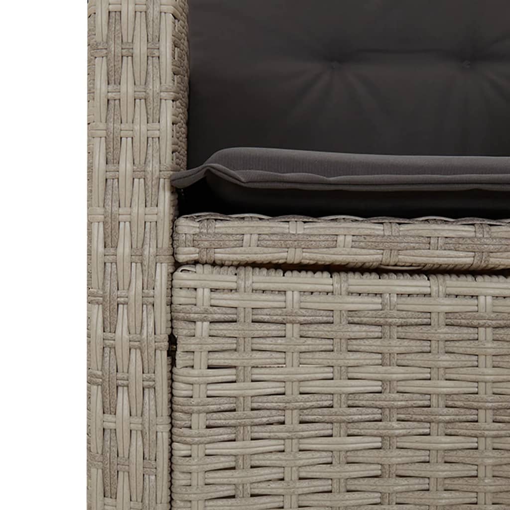 Set da Pranzo da Giardino 7 pz Cuscini Polyrattan Grigio Chiaro - homemem39