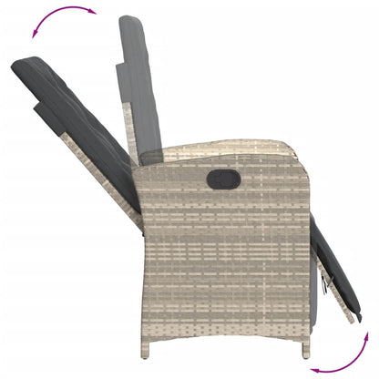 Set Pranzo da Giardino 9pz con Cuscini Grigio Chiaro Polyrattan | homemem39