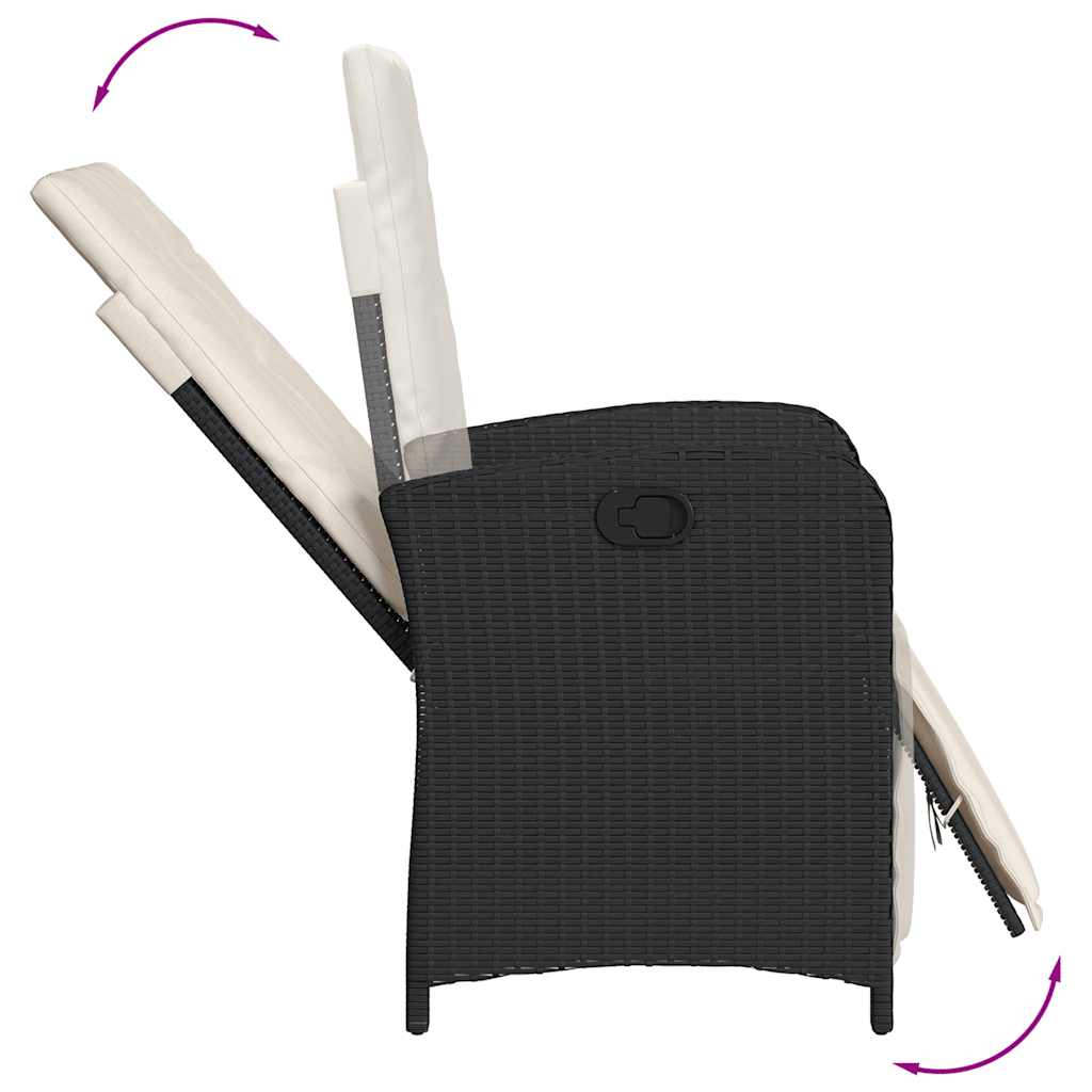 Set da Pranzo da Giardino 5 pz Nero con Cuscini in Polyrattan | homemem39
