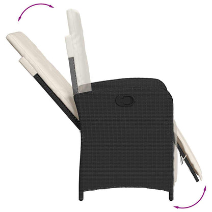 Set da Pranzo da Giardino 5 pz Nero con Cuscini in Polyrattan | homemem39