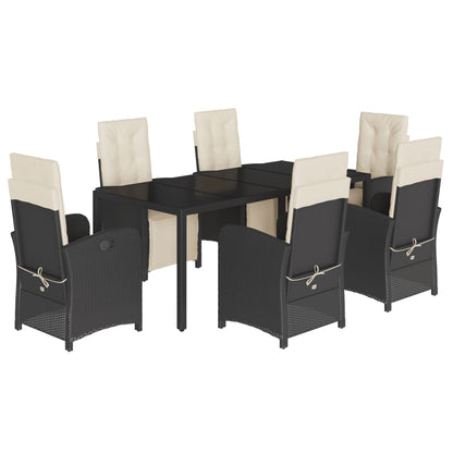 Set da Pranzo da Giardino 7 pz Nero con Cuscini in Polyrattan - homemem39