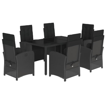 Set da Pranzo da Giardino 7 pz Nero con Cuscini in Polyrattan - homemem39