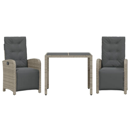 Set da Bistrò 3 pz con Cuscini Grigio in Polyrattan - homemem39