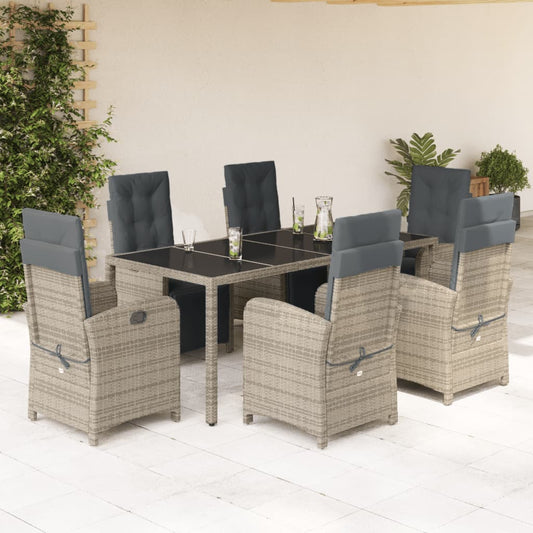 Set da Pranzo da Giardino 7 pz con Cuscini in Polyrattan Grigio - homemem39