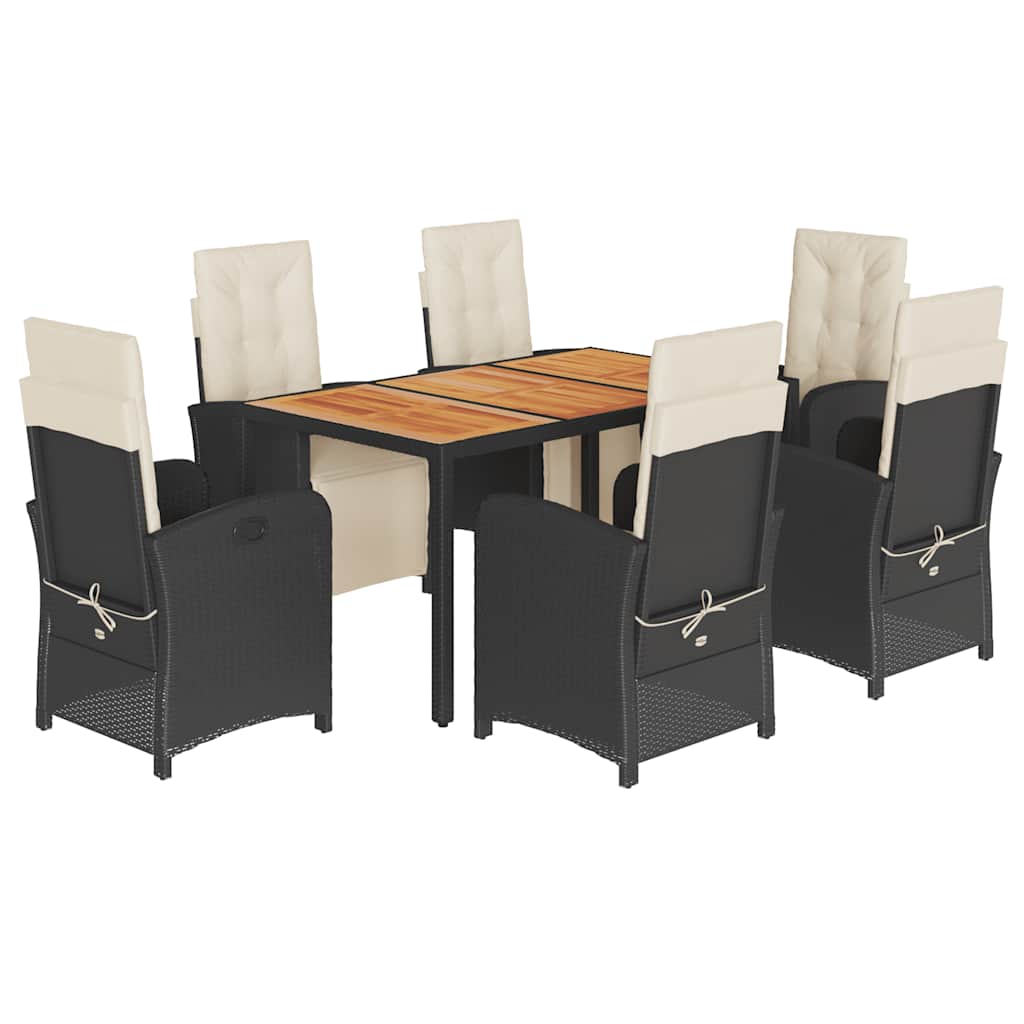 Set da Pranzo da Giardino 7 pz con Cuscini in Polyrattan