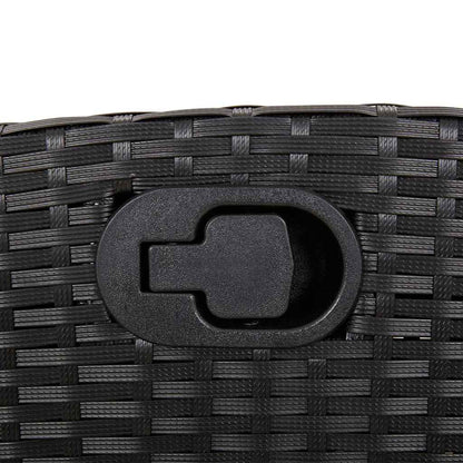 Set da Pranzo da Giardino 7 pz Nero con Cuscini in Polyrattan | homemem39