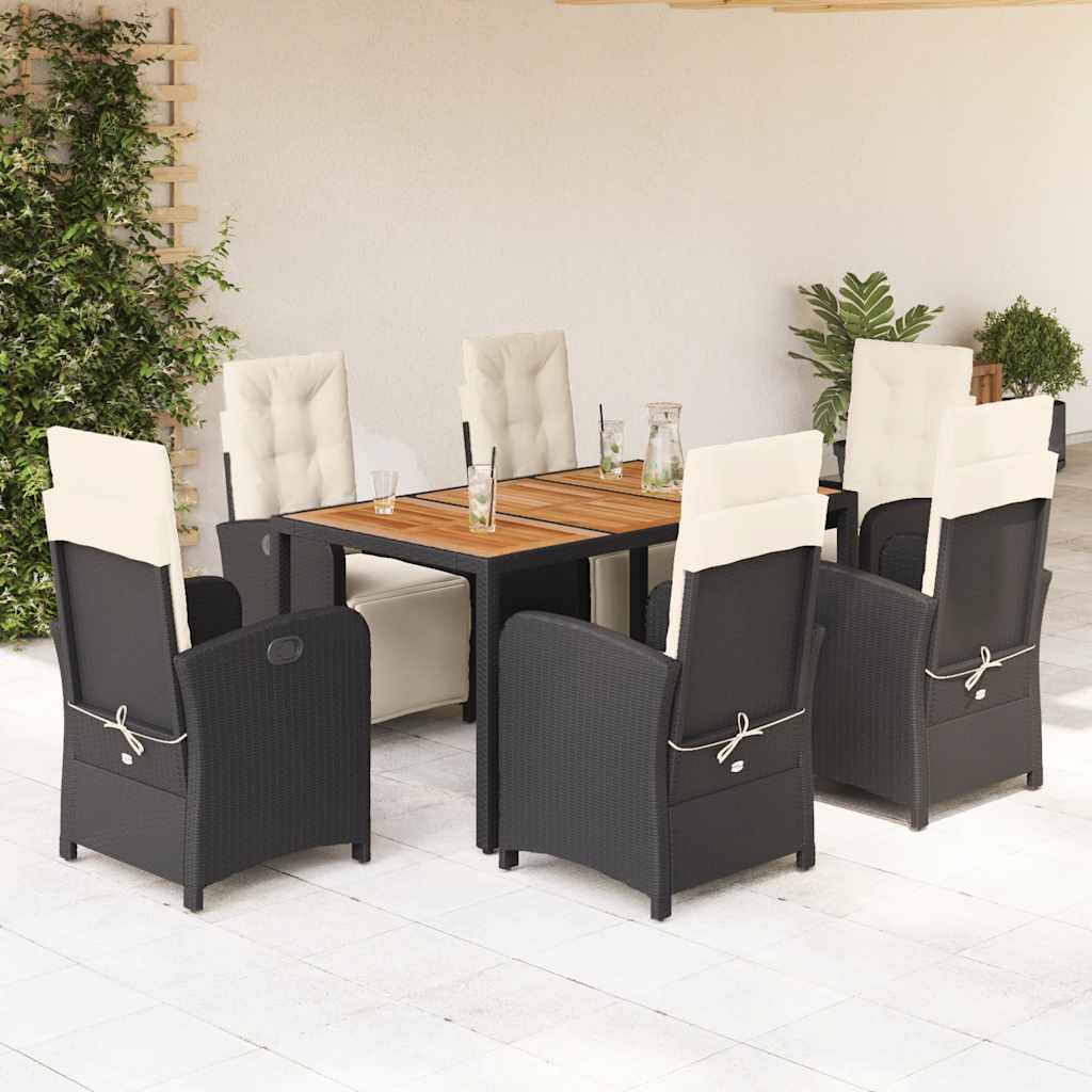 Set da Pranzo da Giardino 7 pz con Cuscini in Polyrattan