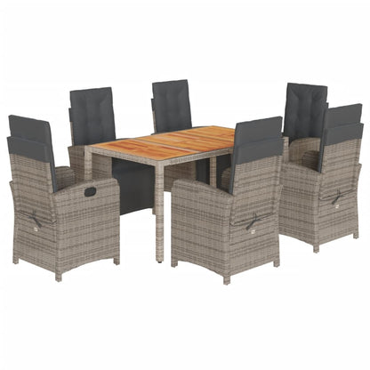 Set da Pranzo da Giardino 7 pz con Cuscini in Polyrattan Grigio - homemem39