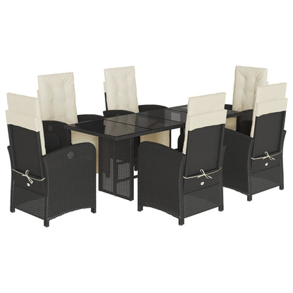 Set da Pranzo da Giardino 7 pz Nero con Cuscini in Polyrattan - homemem39