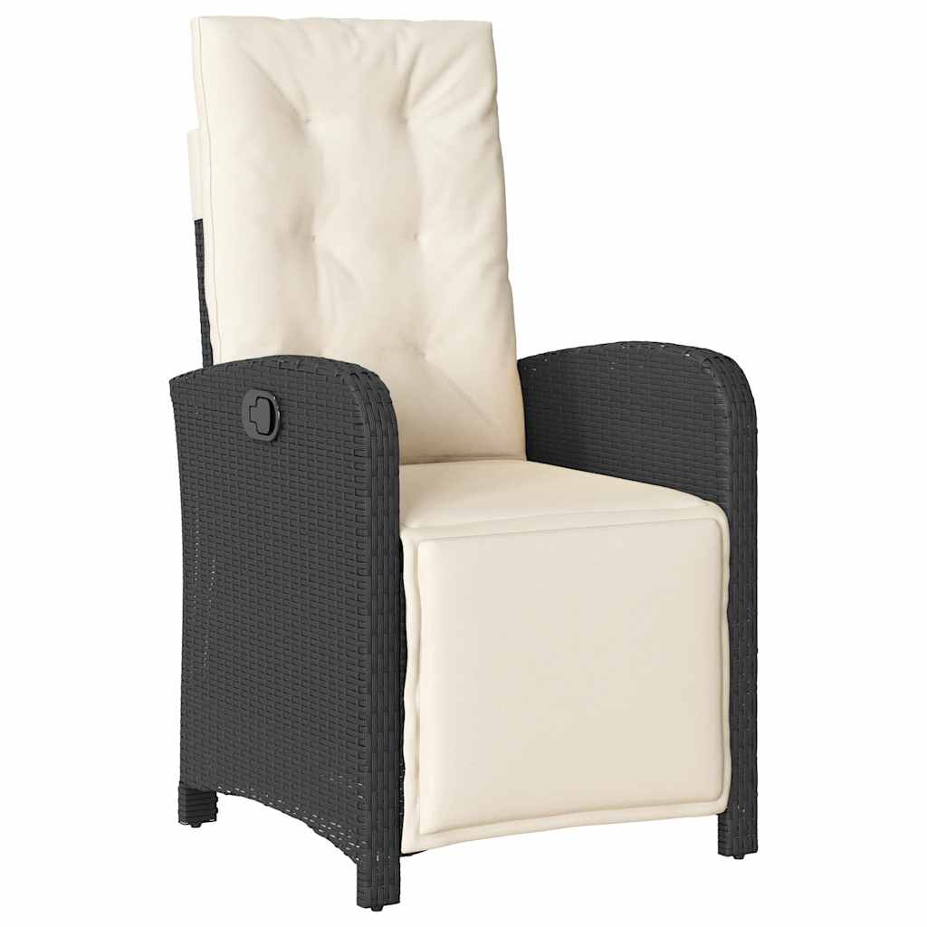 Set da Pranzo da Giardino 9 pz con Cuscini Nero in Polyrattan | homemem39