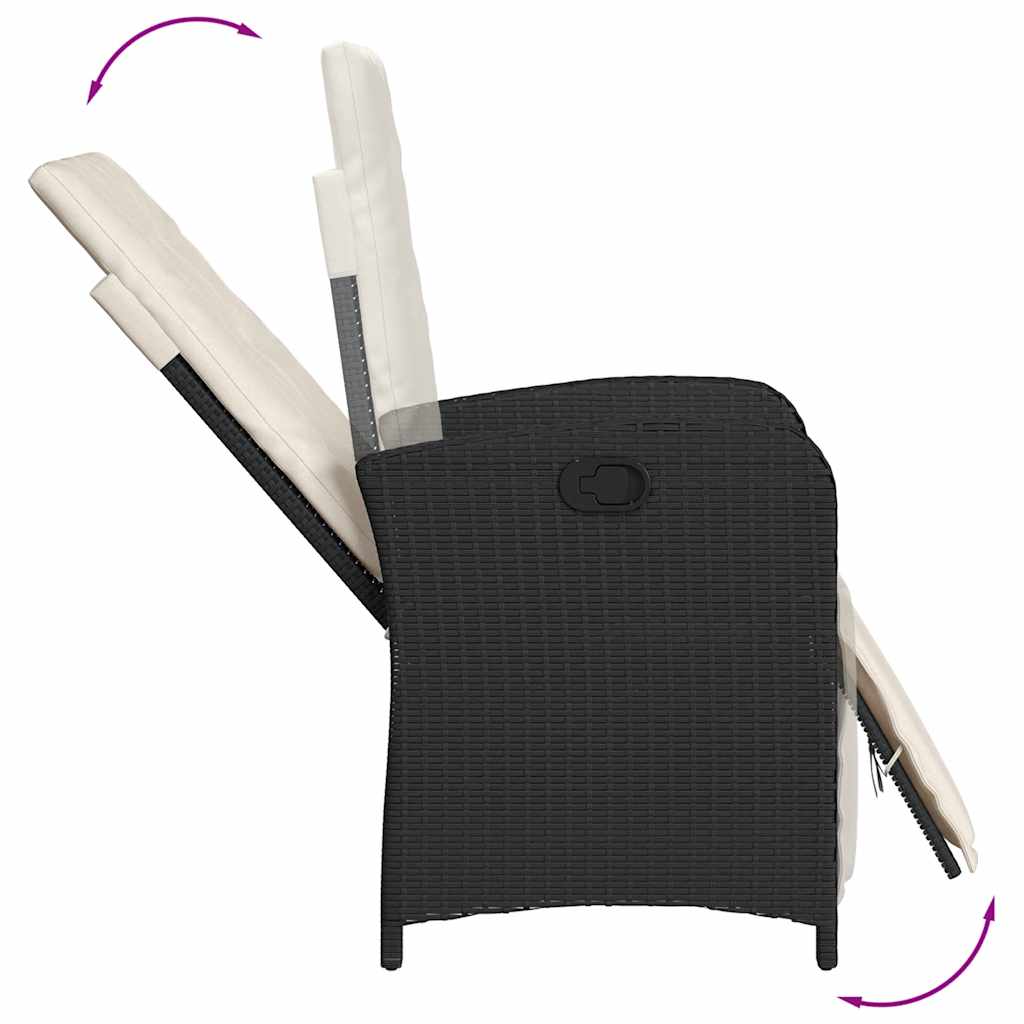 Set da Pranzo da Giardino 9 pz con Cuscini Nero in Polyrattan | homemem39